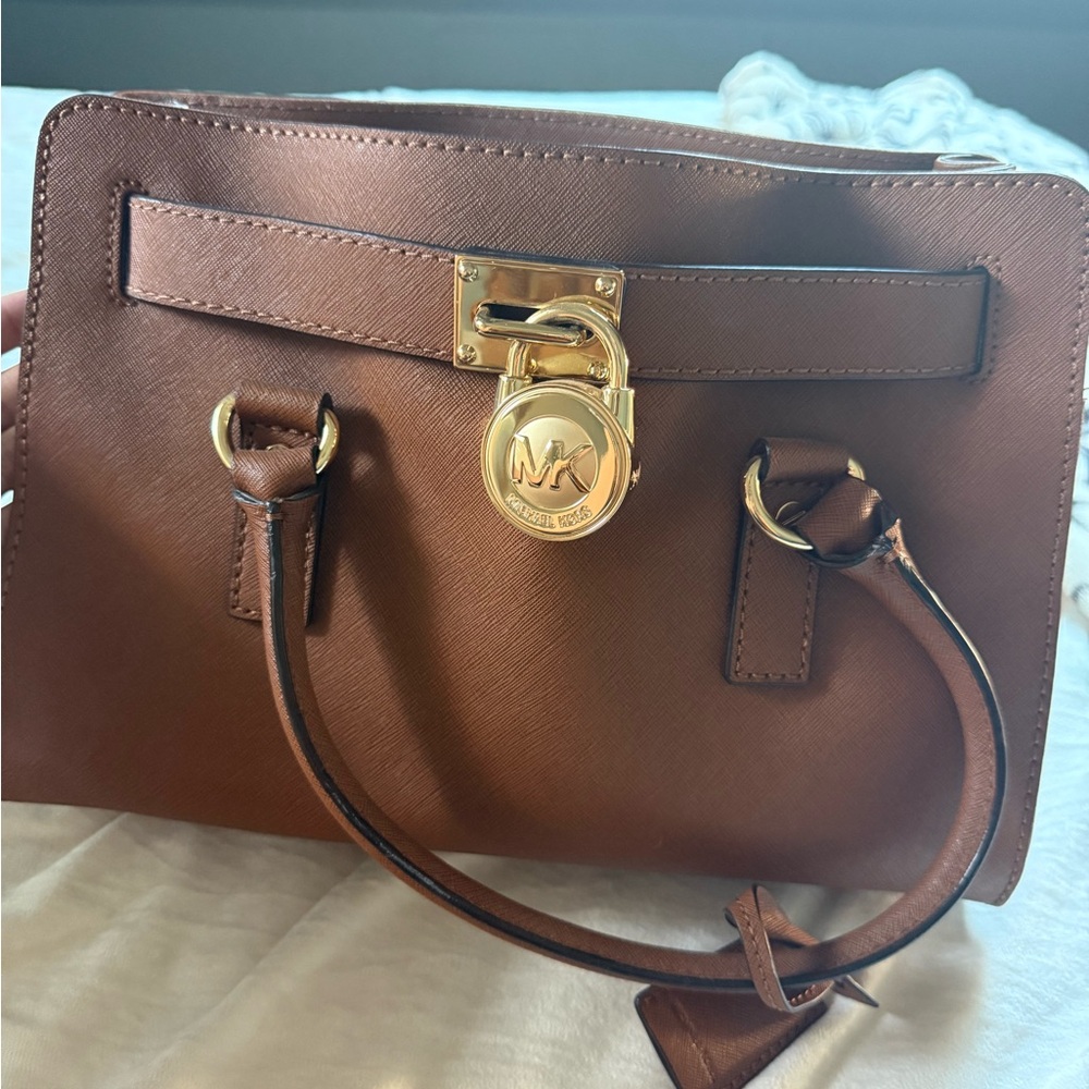 Michael Kors Brown Satchel with Gold Lock